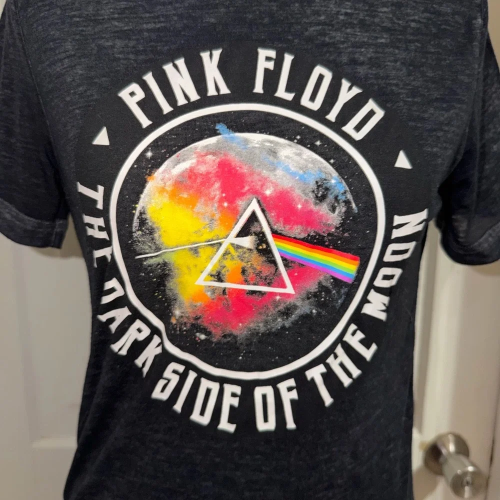 Pink Floyd Gray Cotton Blend Shirt, women's medium‎ short sleeve top
